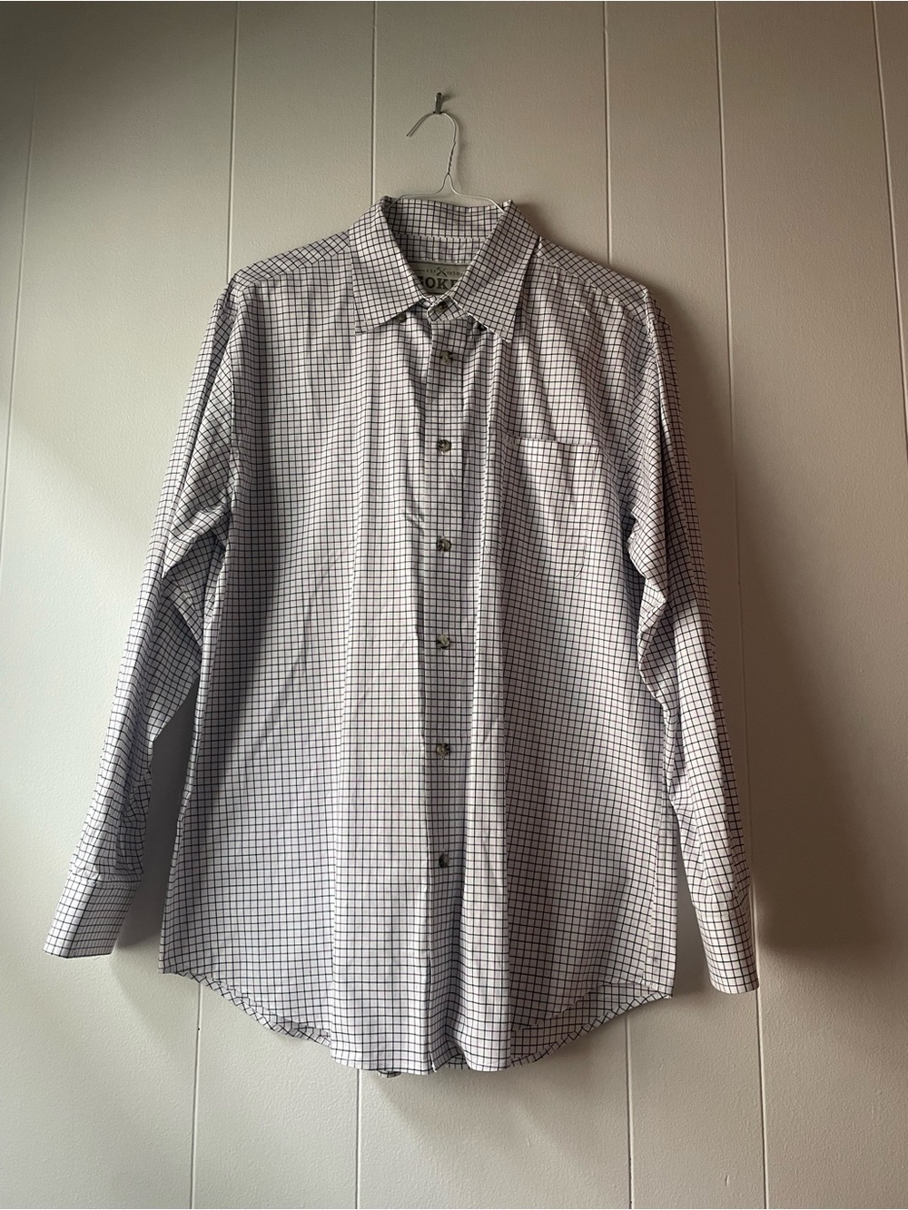 Gokey White Purple Windowpane Cotton Button Up XL